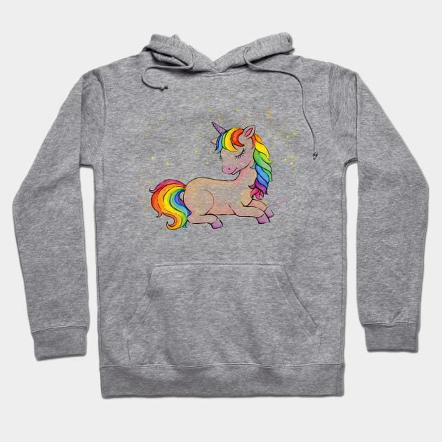 Sleeping Rainbow Unicorn Hoodie by Olechka